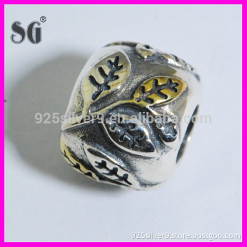Leaves series 925 sterling silver charms for european hot style bracelet